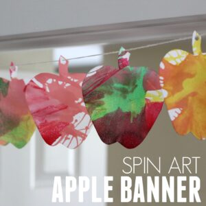 Colorful Spin Art Apple Banner for Kids