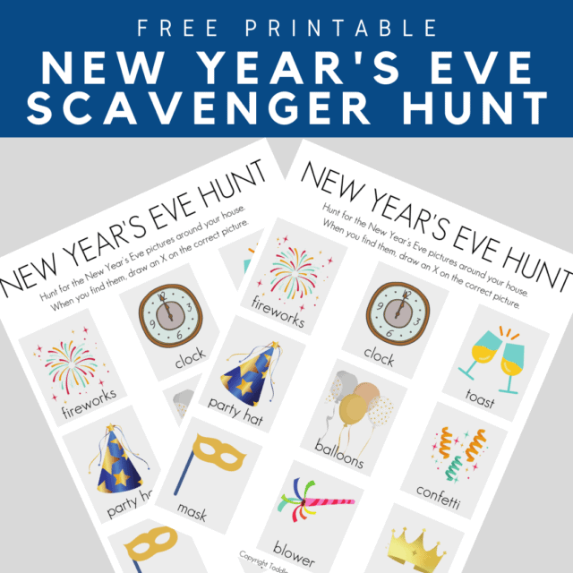 Printable New Year's Eve scavenger hunt